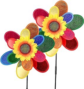 Wind Spinner Windmill Flower Pinwheel Pin Wheels Yard Garden Outdoor Decorations Lawn Ornaments Kinetic Sunflower Art (2)