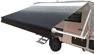 ALEKO Motorized RV Awning | 10x8 | Automatic Retractable Kit | Full Set Assemblies | Vinyl Water Resistant Canopy | UV Sun Protection for Camper Trailer Motorhome Travel 5th Wheel | Black Fade