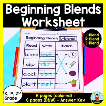 Beginning Blends Worksheets - Read, Write, and Match