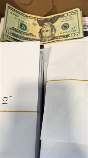 We officially have completed our first 20 envelopes! I pull 2 envelopes a week since I get paid weekly . Please do as you please . #saving #savingschallenge #savingmoney #fyp #savings