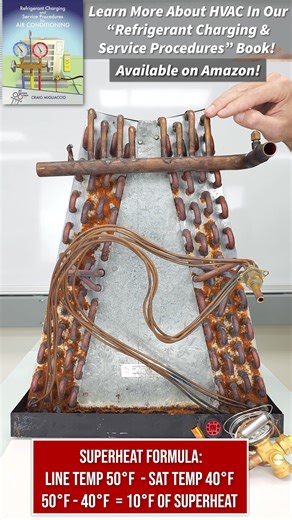 AC Service Tech shows how to quickly understand superheat and how you can explain this to your apprentice! If you want to learn more, get our "Refrigerant Charging & Service Procedures" Book! You can get it on Amazon https://amzn.to/3HqH1tZ or on acservicetech.com! . . . #superheat #technician #hvactechnician #refrigerant #service #procedures #amazon #book #hvactraining #hvaclife #hvacteaching #HVACMaintenance #formula #apprentice #apprenticeship #HVACExpertise | AC Service Tech LLC