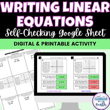 Writing Linear Equations in All 3 Forms Self Checking Digital Activity Worksheet