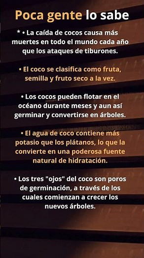 🥥 DATOS SOBRE EL COCO QUE TE VAN A SORPRENDER#datoscuriosos #sabiasque #ciencia #naturaleza #cocos
