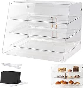 Bakery Display Case - 3-Tier Acrylic Storage for Pastries, Cookies, Desserts | Countertop Food Display for Baking Enthusiasts