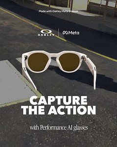 With a 12 MP camera built into the frames, you can capture your POV hands-free with Performance AI glasses. Shop now. | Oakley Meta