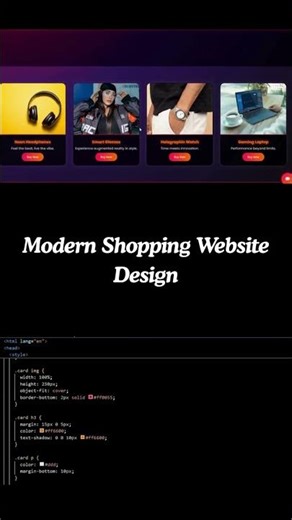 Modern Shopping Website Landing Page | HTML CSS JavaScript | ‪@cs_unlocked‬ #coding #shorts #viral