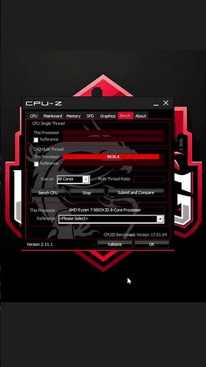 The AMD Ryzen 7 9800X3D CPU-Z Benchmark | CPU Multi-Thread Score Stress Test