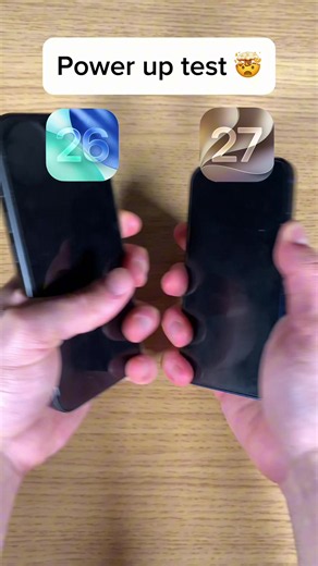 iOS 27 vs iOS 26 Power Up Test 🤯 #iphone #ios27 #ios26 #phone #fyp | iPhone iOS