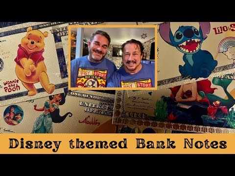 Disney Themed Bank Notes - 24k gold foil #disney #disneymerch #banknotes #ariel #stitch #winniepooh
