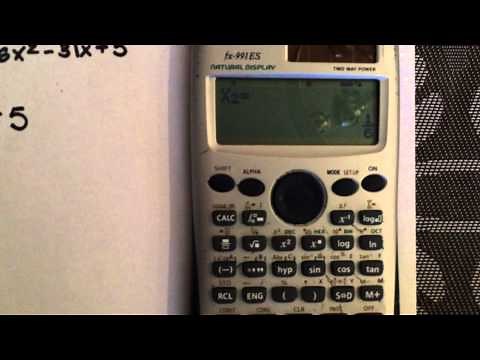 Factoring quadratic equations using a calculator (Casio fx-991ES)