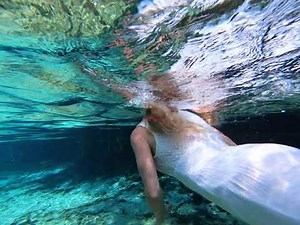 @trinamason swimming in a white dress beautiful colors underwater asmr
