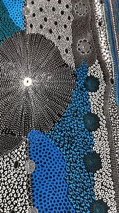 We got more mail! Another unveiling of Janet Long's beautiful "Ngapa" - this time in blues and white. #art #gallery #nt #australia #indigenousart #aboriginalart #indigenousart #colours #design #home #decorations #interiordesign #forsale #artwork #texture #patterns #foryou | Readback Aboriginal Art Darwin