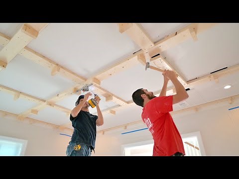Carpenters Install Coffered Ceiling