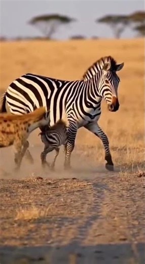 The hyena strikes fast but the zebra parent strikes faster!🦓🦌하이에나는 빨랐지만, 큰 얼룩말은 더 빨랐다!#hyena #zebra