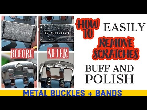 How to Remove scratches and Polish G-Shock Watch Metal Buckle and Band Keeper - Before and after
