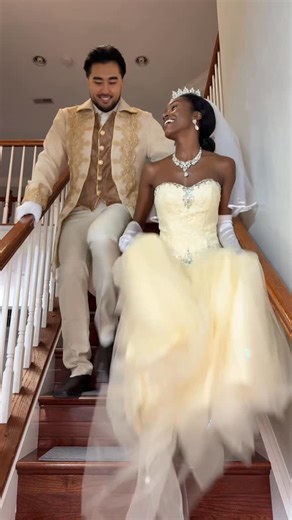 Angwi Tacho on Instagram: "He hated these tight pants 😂 Cinderella 1997 @alexthanhn #halloween #disney #couple"