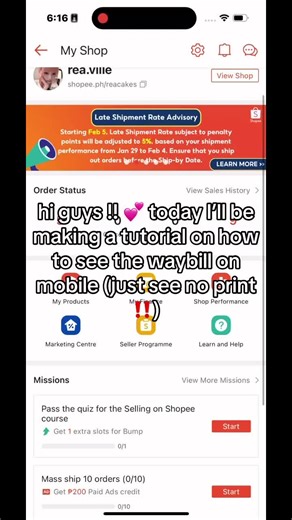 How to See Waybill on Mobile Tutorial | Shopee Delivery