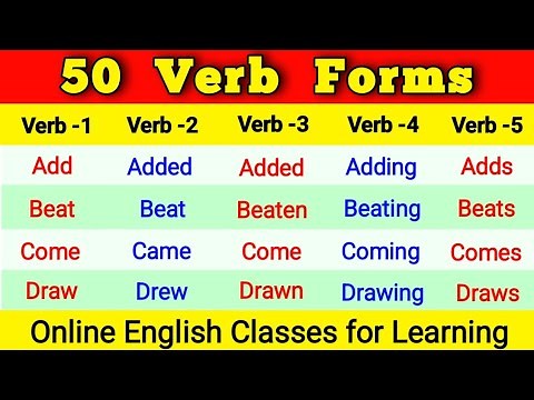 50 COMMON VERBS in English | Verb Forms in English V1 V2 V3 V4 V5 | Verb Forms in English V1 V2 V3