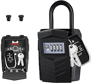 ZHEGE Lock Box for Outside, Lockbox for Keys Outdoor Storage 10 Keys, Safe Lock Box for House Key Durable Key Box Suitable for Home, Flats, Realtor, Etc, Car Key Lock Box Wall Mount & Hang