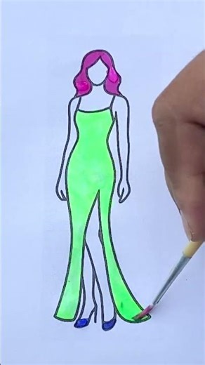 DIY Glitters green party dress |Homemade dress @COLORFULCREATIVEKIDSOFFICIAL #glitterart #drawing