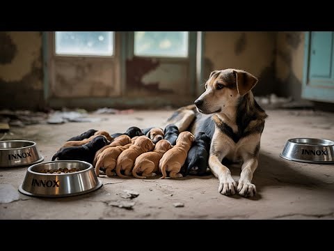 Close-Up Moments: Newborn Puppies Nursing & Cared for by Their Loving Mom 🐶💖