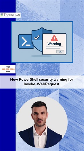 Technijian on Instagram: "🚨 New PowerShell Security Update: What IT Teams MUST Know in 2025 Microsoft has introduced a major security enhancement to Windows PowerShell that changes how automation scripts behave. PowerShell 5.1 now warns administrators whenever a script uses Invoke-WebRequest, helping prevent dangerous remote code execution attacks (CVE-2025-54100). In this video, we break down: ✓ Why the new Invoke-WebRequest warning appears ✓ How CVE-2025-54100 allowed malicious HTML parsing ✓