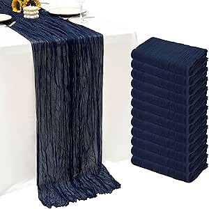 12Pack Navy Blue Table Runner 10Ft Cheesecloth Table Runner Boho Gauze Table Runners Long Cheese Cloth Table Runners for Wedding Party Bridal Shower Thanksgiving Christmas