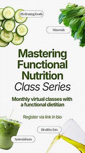 You don’t need another diet — you need to understand how food affects your body. Our Mastering Functional Nutrition class series is a 4-part virtual experience designed to help you understand how food truly impacts inflammation, gut health, hormones, energy, and overall wellness. ✨ What’s included: • One live virtual class each month with our functional dietitian and cohort group • Live Q&A Office Hours for personalized guidance • Ongoing access to class slides, handouts, and recordings • Access
