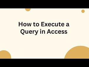 How to Execute a Query in Access