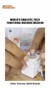 An Indian innovator from Andhra Pradesh has made waves by creating the world's smallest washing machine, earning himself a spot in the Guinness World Records hall of fame! Sai Tirumalaneedi's tiny marvel, standing at just 37 mm x 41 mm x 43 mm (1.45 in x 1.61 in x 1.69 in), has taken the internet by storm after a video shared by Guinness World Records went viral. Despite its size, this miniature washing machine boasts fully functional features, complete with a switch and a tiny pipe, showcasing 