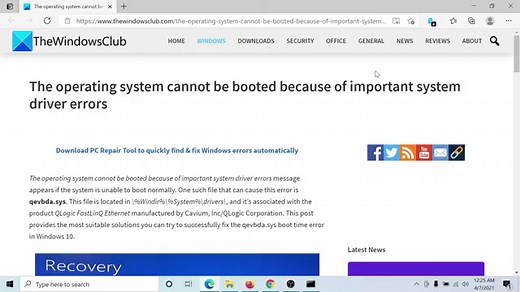 The operating system couldn't be loaded because a critical system driver is missing or contains errors