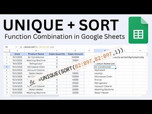 UNIQUE and SORT Function Combination (in Google Sheets)