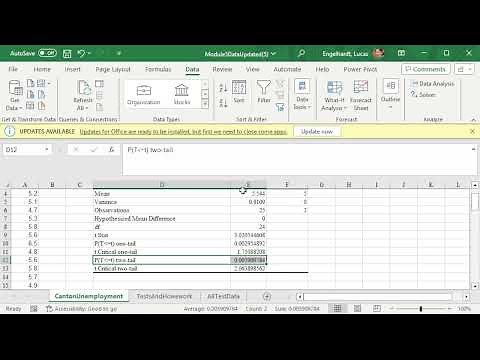 Hypothesis Testing in Excel