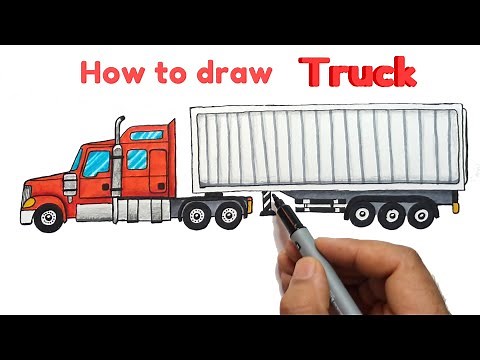 How to draw a Truck step by step - truck drawing Lorry Drawing easy truck and trailer draw