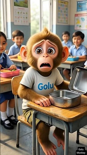 Monkey's lunchbox was empty, then some friends gave him a surprise lunch . #monkey