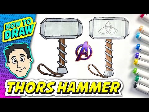 How to Draw THOR HAMMER - Simple Easy Steps Learn AVENGERS