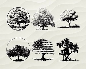 Tree SVG PNG Bundle, Tree Silhouette Clipart, Tree Gifts, Pine and Forest Cricut Cut Files, Vector Digital Design, Woodland Svg, Tree Decals - Etsy