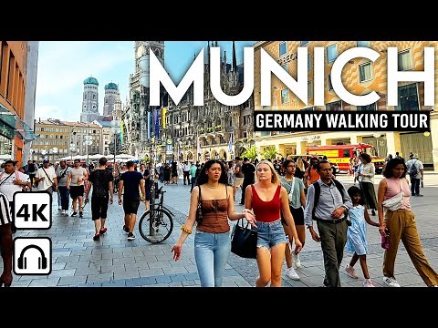 MUNICH, Germany 🇩🇪 4K Walking Tour, Downtown Sunny Day ☀️