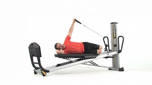 The Total Gym GTS has an adjustable glideboard to maximize side-lying exercises. Check out the Inverted Arm exercise. To find out more about small group training on the GTS, call 858 764 0078. | Total Gym