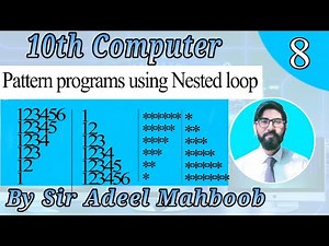 Pattern Program in C language | Nested loop | 10th class computer science new book chapter 4