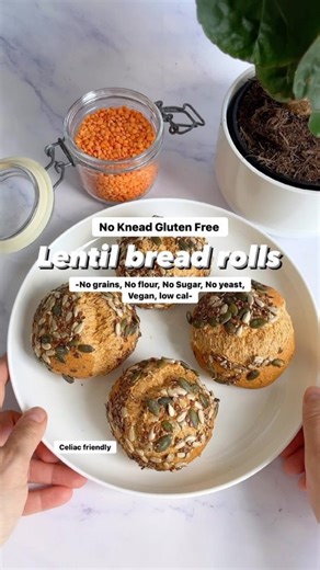 vegan.tips.channel on Instagram: "🤗💟”GET NEW VEGAN COOKBOOK - Over 200+ Delicious Vegan Recipes Including 30-day Meal Plans” =>> LINK IN BIO 🔗 @vegan.tips.channel — No Knead Gluten Free Lentil bread rolls By @Dr.doodoolicious These easy vegan, coeliac friendly/gluten free lentil bread rolls are good for your gut and waistline (low calorie). And no grains, flour, sugar or yeast is used Nutritional value per roll (w/o toppings): 14.5/13.4 g dietary fiber, 14.8/12.8 g protein, 200 g legumes Prep