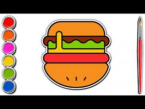 🍔 How to Draw Cheeseburger Step by Step (Coloring Cheeseburger) Draw Cheeseburger Easy | Hornet Art
