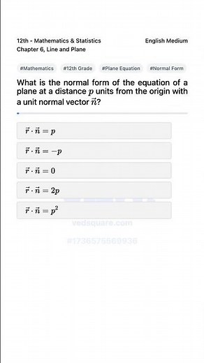 12th Math Plane Equation Normal Form Explained