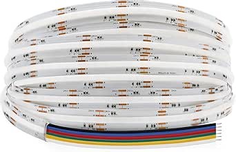 24VDC Color Changing RGBCCT Dotless COB LED Strip Lights, High Density RGBCW 4200 LEDs Warm White to Daylight RGBWW Dimmable LED Light Strips(Non-Waterproof IP20), FCOB-24V-RGBCCT