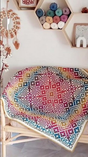 Dreamy Dream - center out overlay mosaic crochet square blanket pattern Designer ‪@BebaBlanket‬ ​