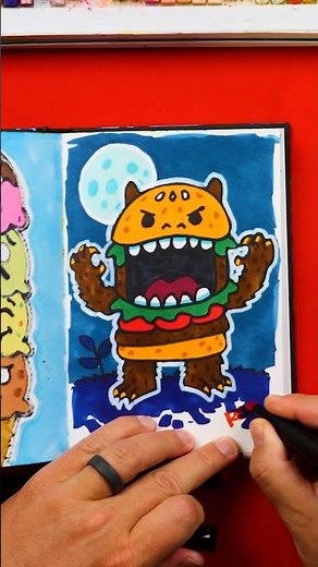 Sketchbook challenge: food monster 👹 🍔 #artforkidshub #howtodraw