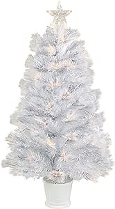 3' Pre-Lit White Fiber Optic Artificial Christmas Tree, Warm White Lights