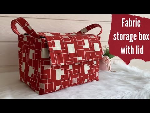 how to sew large fabric storage boxes with lid, making large fabric storage baskets tutorial.