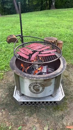 53K views · 556 reactions | 歷Nothing better than deer bacon cooking over a Breeo Fire Pit at Deer Camp. #reels #fbreels #cook #cooking #deer #venison #venisonbacon #thebeardedbutchers #meat #youtube #butchering #butcher #video | The Bearded Butchers | Facebook