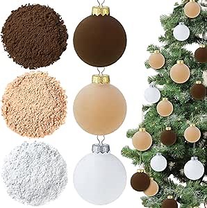 3 oz Christmas Flocking Powder Snow Flock Velvet Powder Flocked Fibers Ornament for DIY Christmas Ball Wreath Decorations Crafts(Warm White, White, Brown)